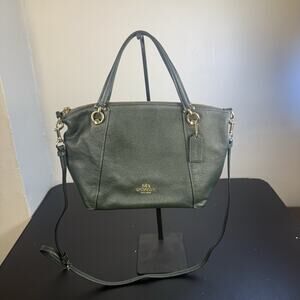 Coach C6229 Kacey Emerald Green Pebble Leather Satchel Crossbody Bag